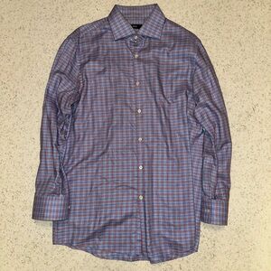 Boss Blue and Red Plaid Casual Shirt
